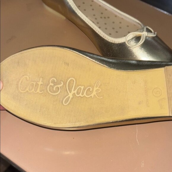 Cat & Jack Black and Gold Ballet Flats with Bow Detail 2 pair - Picture 3 of 4